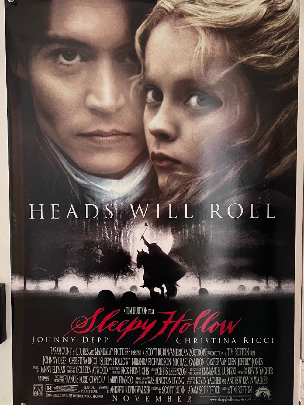 SLEEPY HOLLOW (1999) - ORIGINAL DOUBLE SIDED MOVIE POSTER